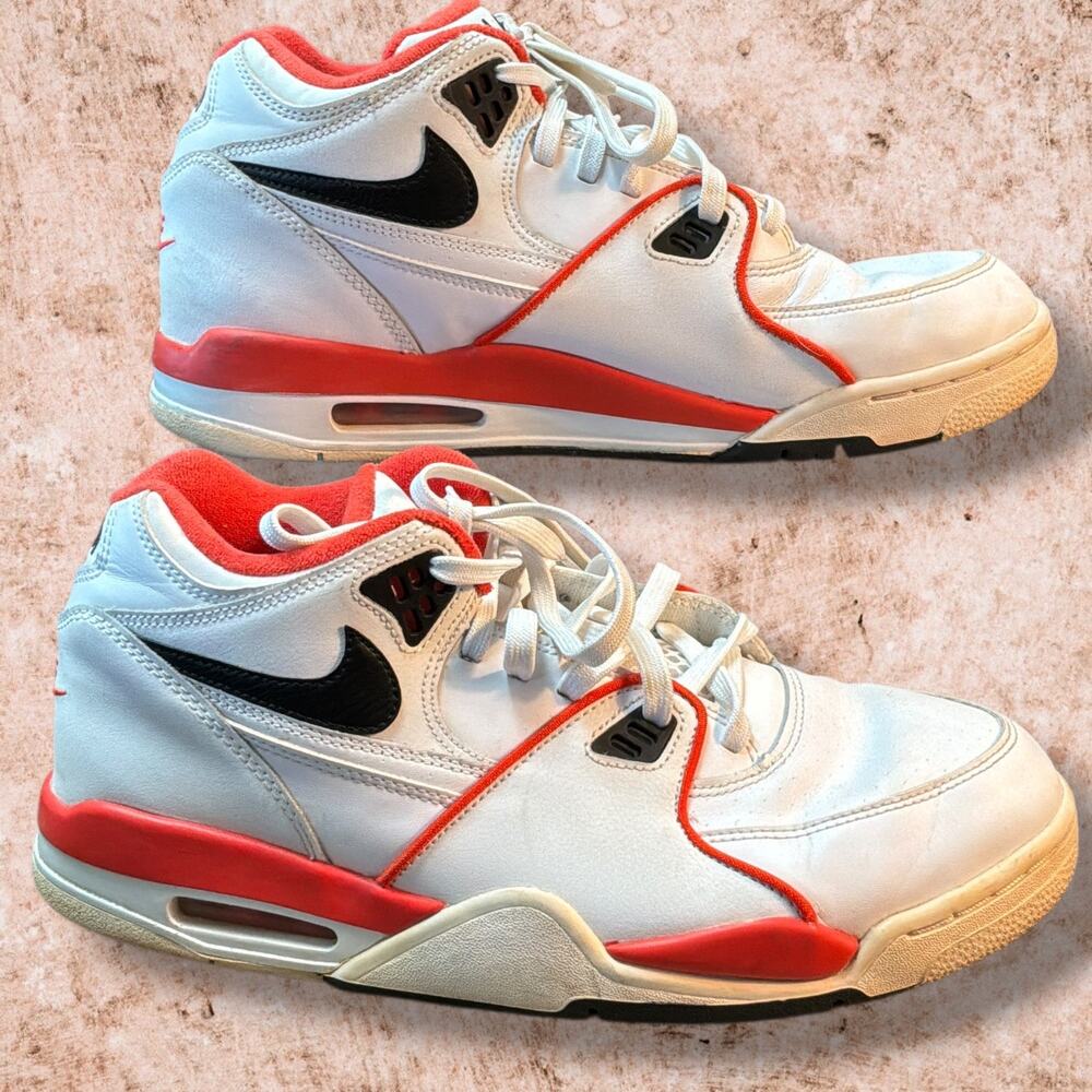 Men's 11 NIKE Air Flight 89 EMB Rucker Park White/Orange Leather Sneakers COA